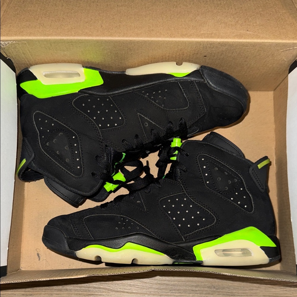 Air Jordan Retro 6 Black and Neon Green